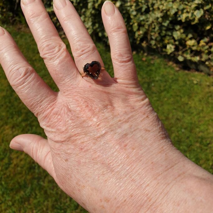 Smoky Quartz Heart Solitaire Ring in 9ct Gold