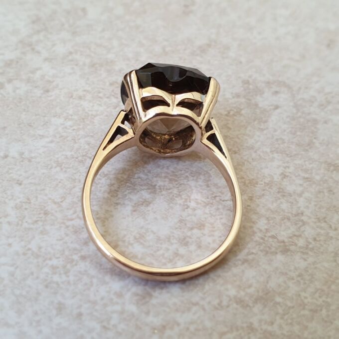 Smoky Quartz Heart Solitaire Ring in 9ct Gold