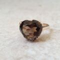 Smoky Quartz Heart Solitaire Ring in 9ct Gold