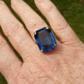 Huge Blue Solitaire Dress Ring in 9ct Gold