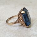 Huge Blue Solitaire Dress Ring in 9ct Gold