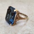 Huge Blue Solitaire Dress Ring in 9ct Gold