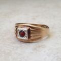 Garnet Set Signet Ring in 9ct Gold