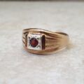 Garnet Set Signet Ring in 9ct Gold