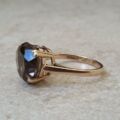 Smoky Quartz Heart Solitaire Ring in 9ct Gold
