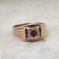 Garnet Set Signet Ring in 9ct Gold
