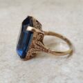 Huge Blue Solitaire Dress Ring in 9ct Gold