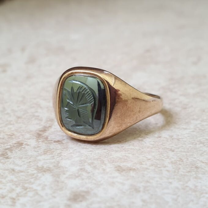 Hematite Centurion Signet Ring in 9ct Gold