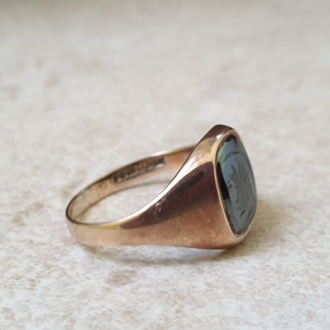 Hematite Centurion Signet Ring in 9ct Gold