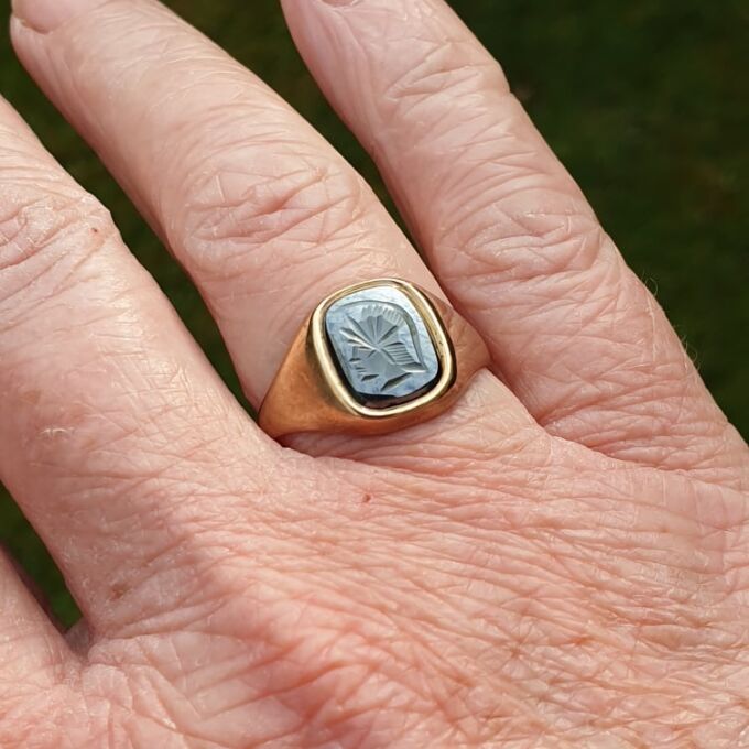 Hematite Centurion Signet Ring in 9ct Gold