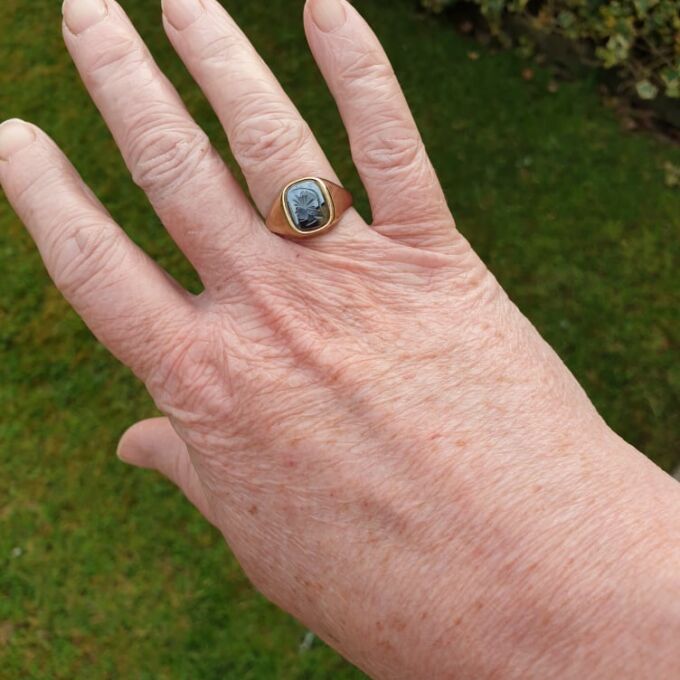 Hematite Centurion Signet Ring in 9ct Gold