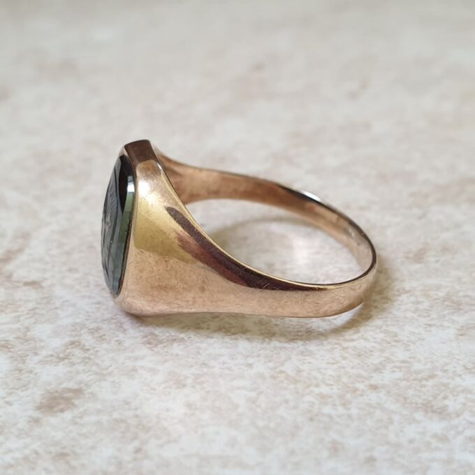 Hematite Centurion Signet Ring in 9ct Gold