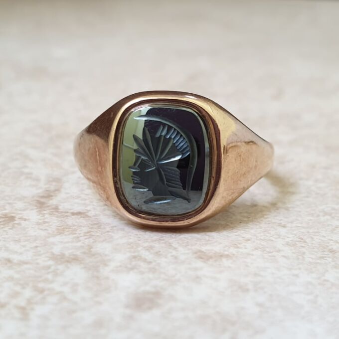 Hematite Centurion Signet Ring in 9ct Gold