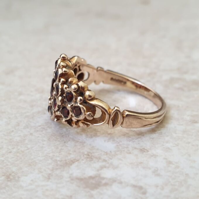 Ornate Garnet Ring in 9ct Gold