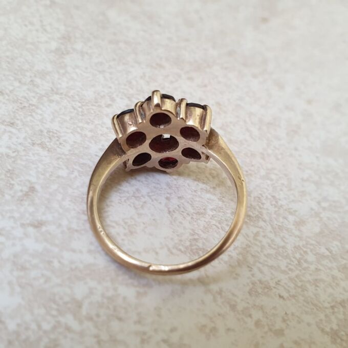 Garnet Cluster Ring in 9ct Gold