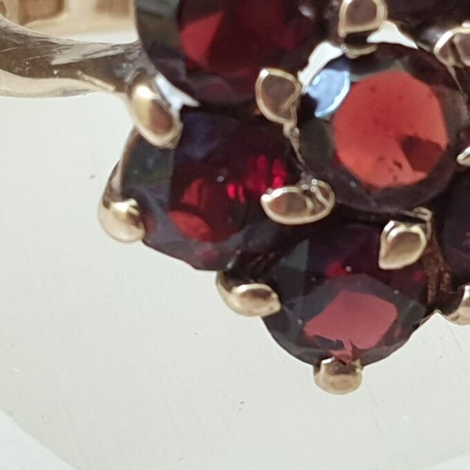 Garnet Cluster Ring in 9ct Gold