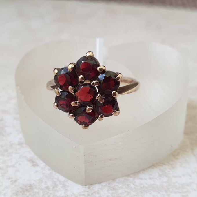 Garnet Cluster Ring in 9ct Gold