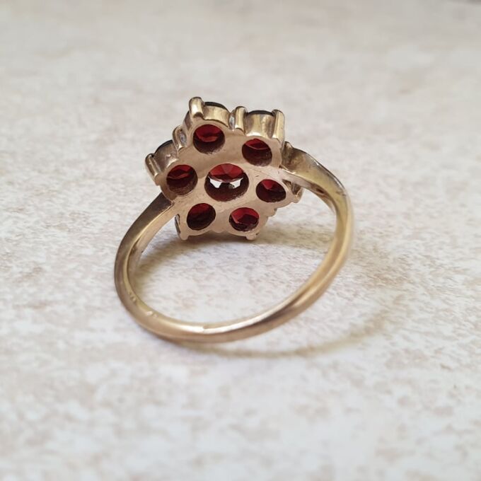 Garnet Cluster Ring in 9ct Gold