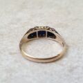 Three Stone Dark Blue Sapphire Ring in 9ct Gold