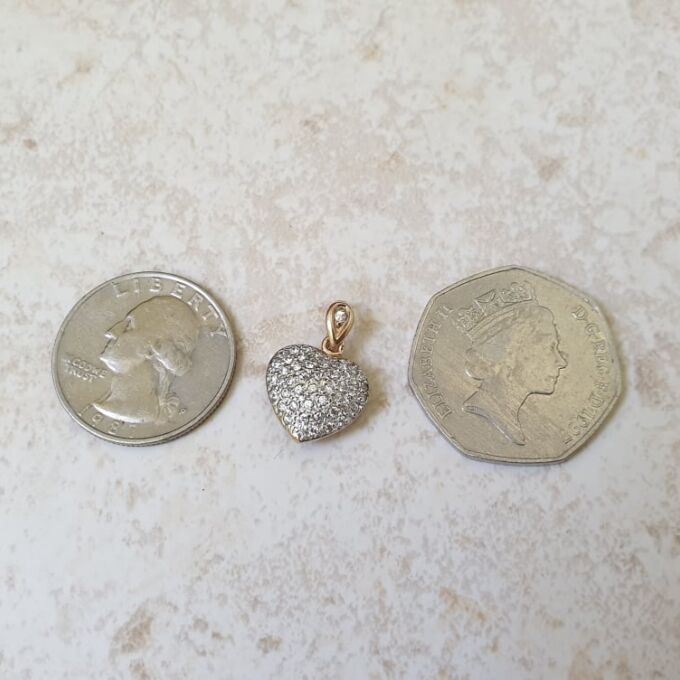 Pave Heart Pendant in 9ct Gold