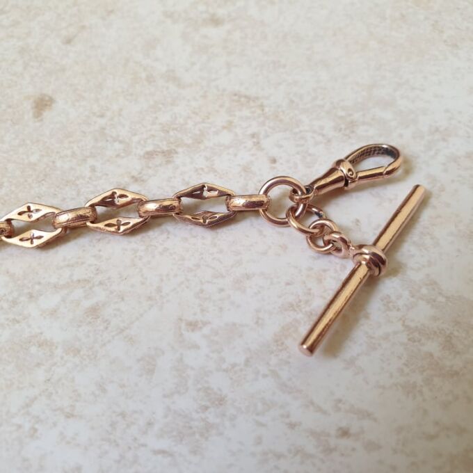 Fancy T Bar Bracelet in 9ct Rose Gold