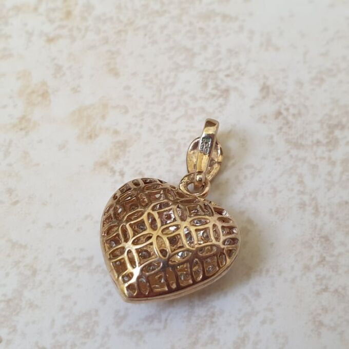 Pave Heart Pendant in 9ct Gold