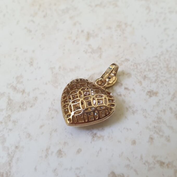 Pave Heart Pendant in 9ct Gold