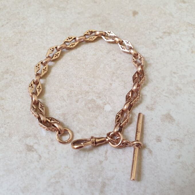 Fancy T Bar Bracelet in 9ct Rose Gold