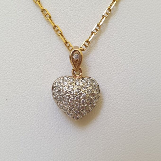 Pave Heart Pendant in 9ct Gold