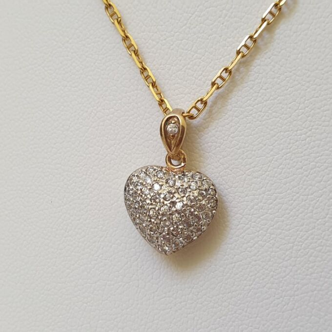 Pave Heart Pendant in 9ct Gold