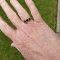 Three Stone Dark Blue Sapphire Ring in 9ct Gold