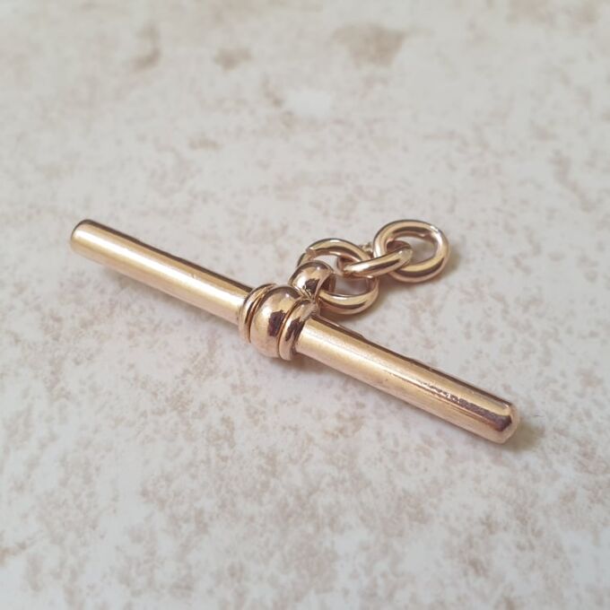 Simple T or Albert Bar in 9ct Rose Gold