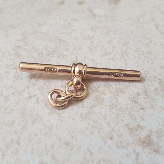 Simple T or Albert Bar in 9ct Rose Gold
