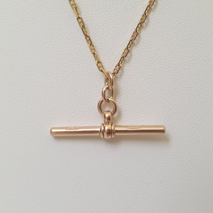 Simple T or Albert Bar in 9ct Rose Gold