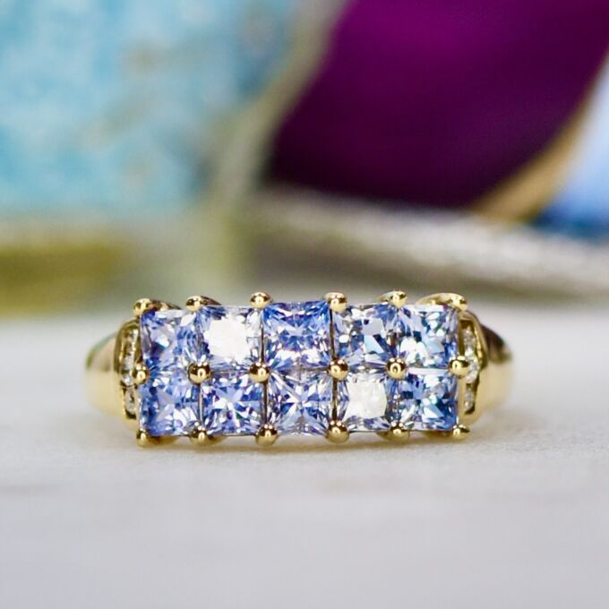 Reserved – Princess Sapphire Multi Stone Ring in 9ct Gold