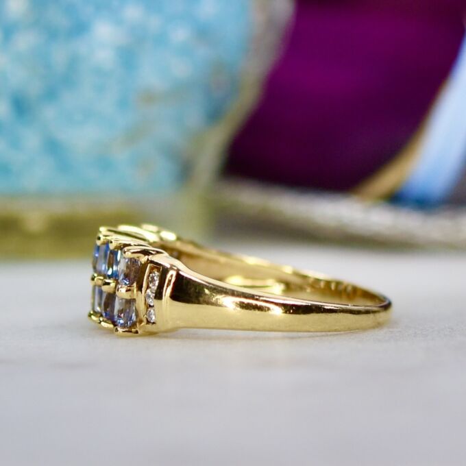 Reserved – Princess Sapphire Multi Stone Ring in 9ct Gold