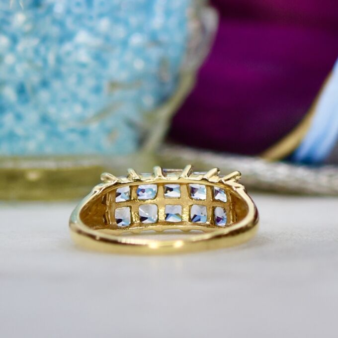 Reserved – Princess Sapphire Multi Stone Ring in 9ct Gold