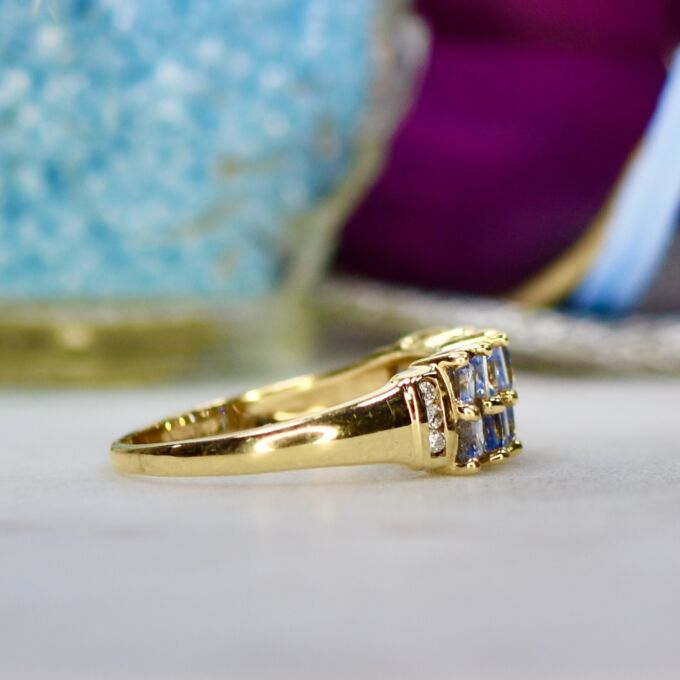 Reserved – Princess Sapphire Multi Stone Ring in 9ct Gold