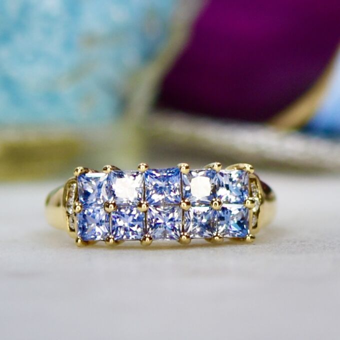 Reserved – Princess Sapphire Multi Stone Ring in 9ct Gold