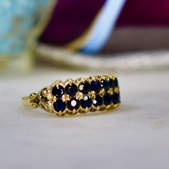 Two Row Sapphire Ring in 9ct Gold