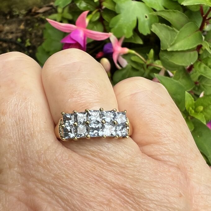 Reserved – Princess Sapphire Multi Stone Ring in 9ct Gold