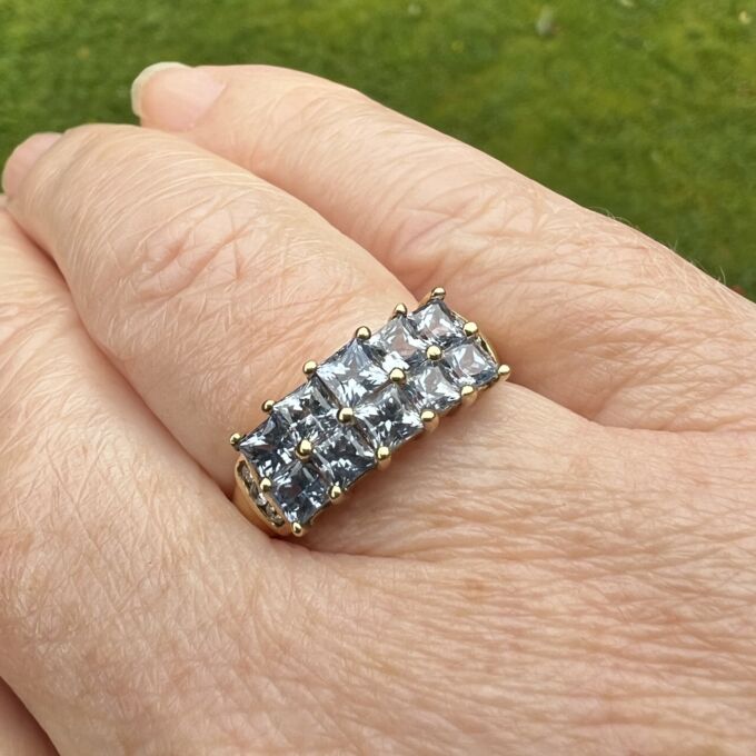 Reserved – Princess Sapphire Multi Stone Ring in 9ct Gold