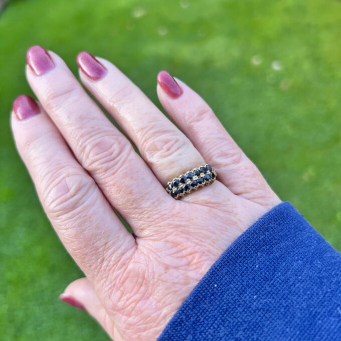 Two Row Sapphire Ring in 9ct Gold