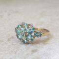 Apatite Flower Cluster Ring in 9ct Gold