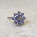 Reserved – Tanzanite Flower Cluster Ring in 9ct Gold