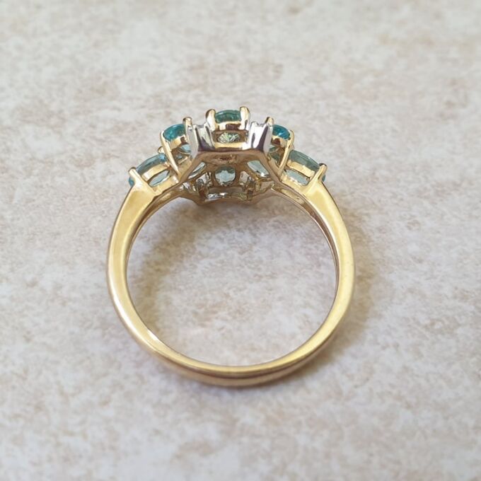 Apatite Flower Cluster Ring in 9ct Gold