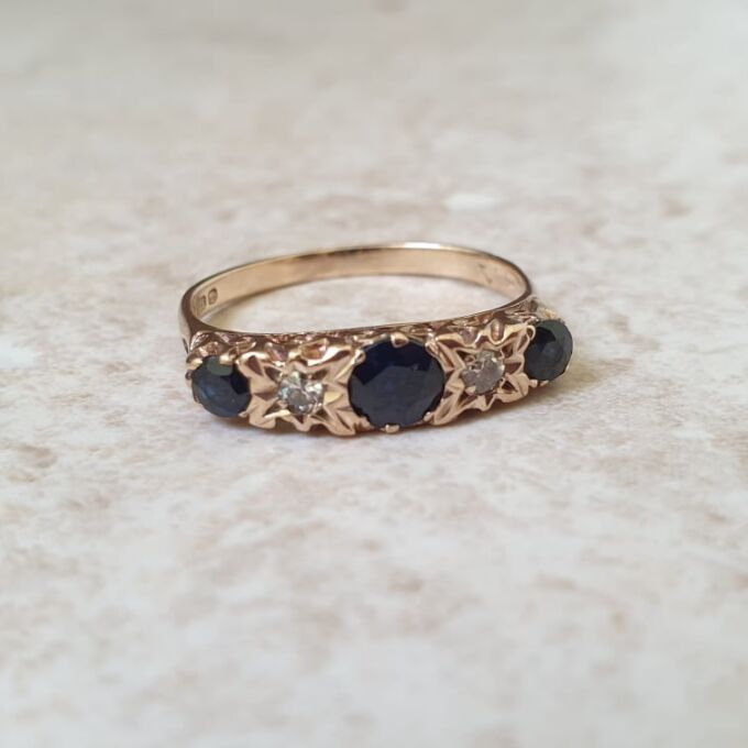 Sapphire and Diamond Ring in 9ct Gold