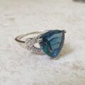 London Blue Topaz Ring in 9ct White Gold