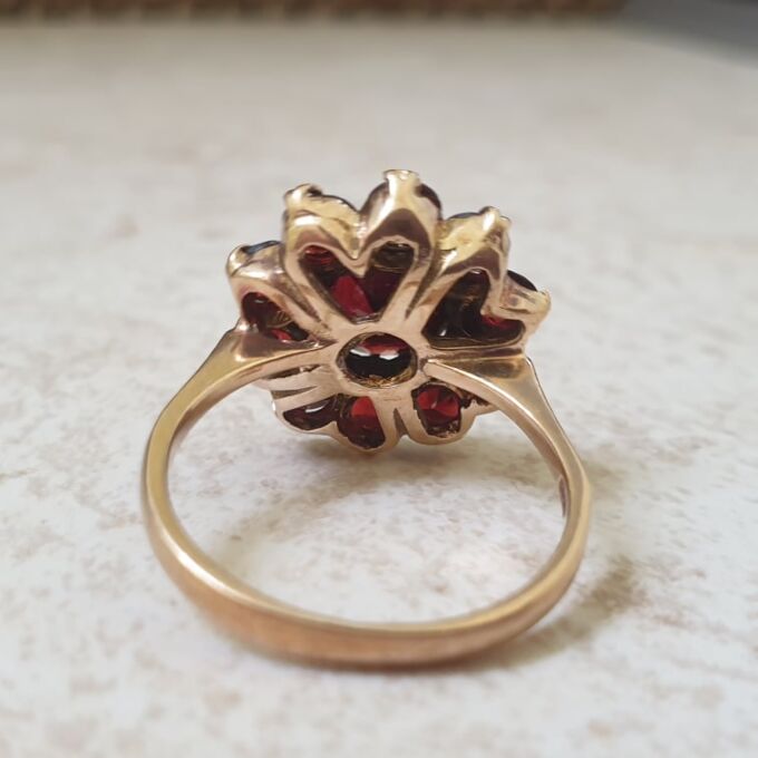 Garnet Cluster Ring in 9ct Gold
