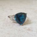 London Blue Topaz Ring in 9ct White Gold